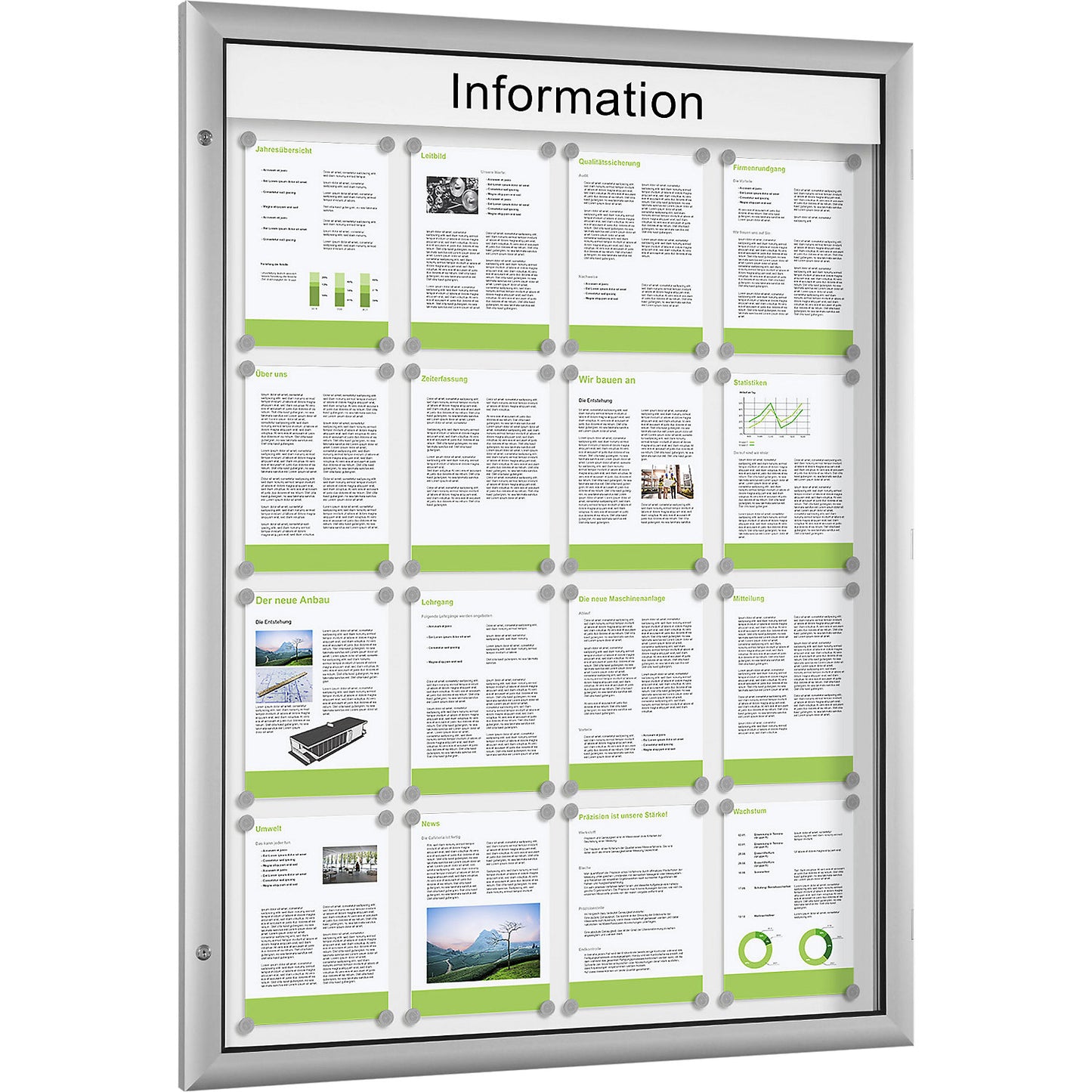 Low profile display case, for 16 x A4, pure white.