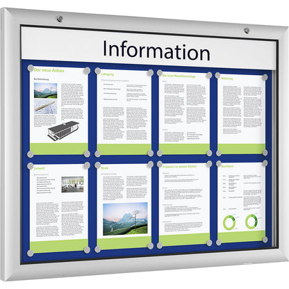 Low profile display case, for 8 x A4, gentian blue.