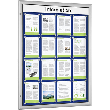 Low profile display case, for 16 x A4, gentian blue.