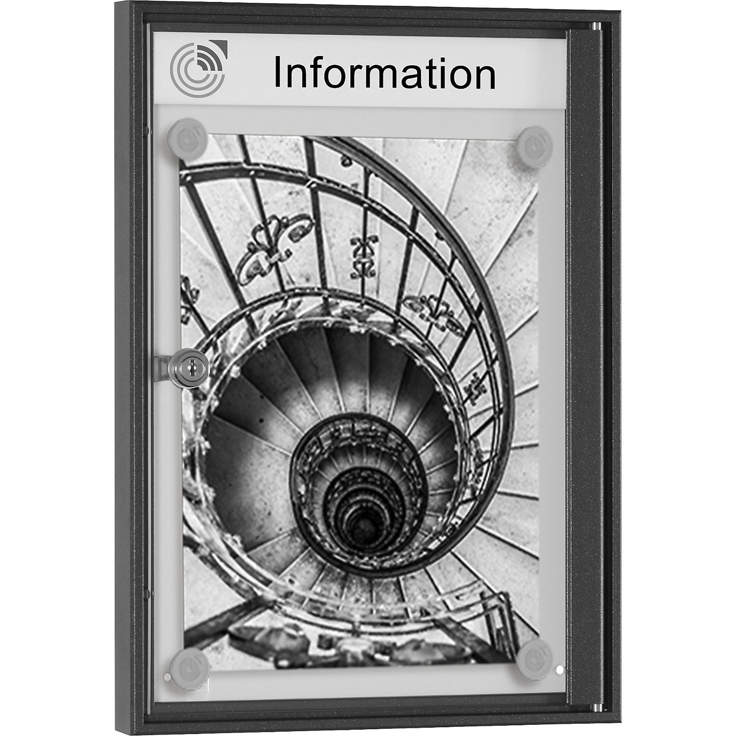 METALLIC display case, portrait format, for 1 x A4.