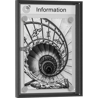 METALLIC display case, portrait format, for 1 x A4.