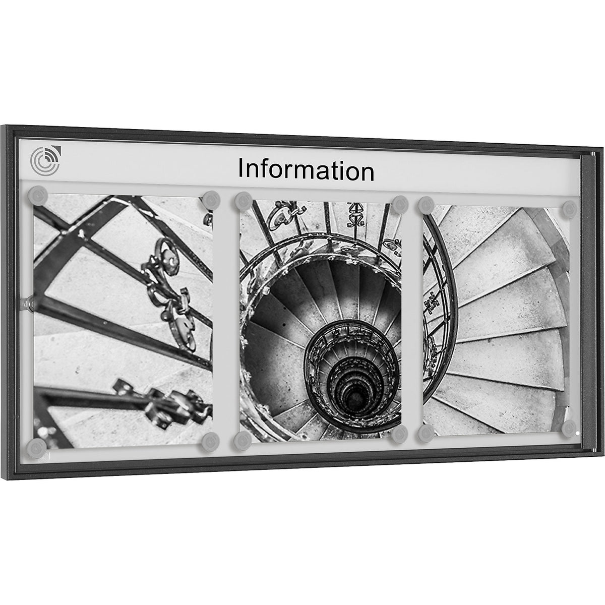 METALLIC display case, landscape format, for 3 x A4.