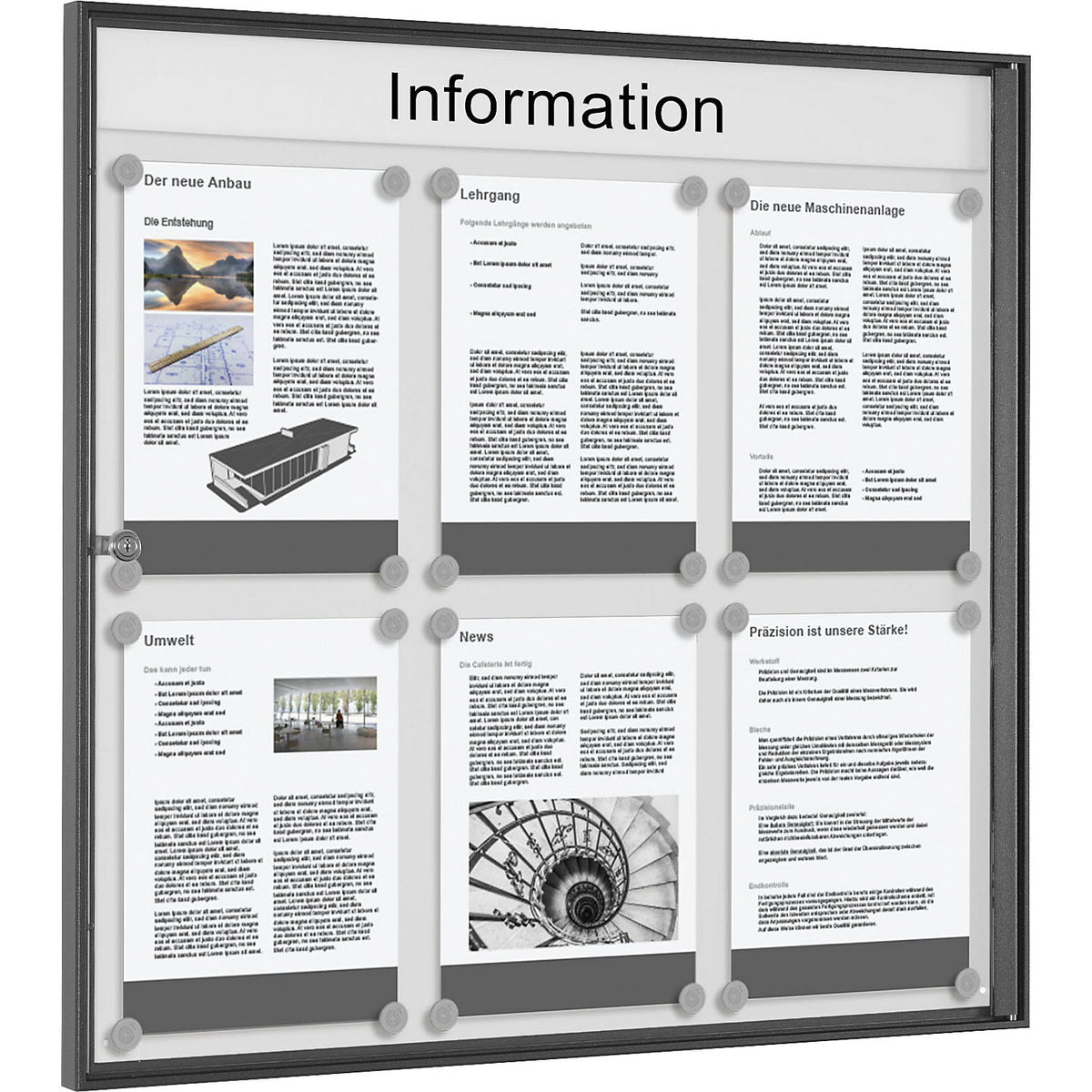 METALLIC display case, portrait format, for 6 x A4.