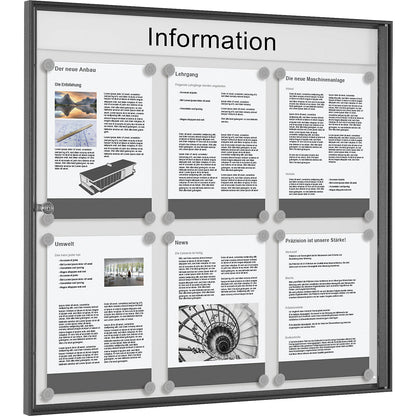 METALLIC display case, portrait format, for 6 x A4.