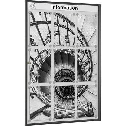 METALLIC display case, portrait format, for 9 x A4.