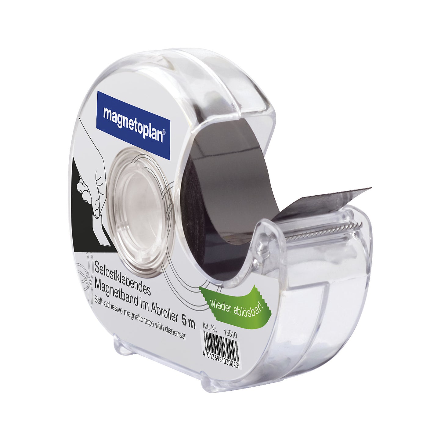 Magnetic tape, in dispenser, pack of 3, self-adhesive.