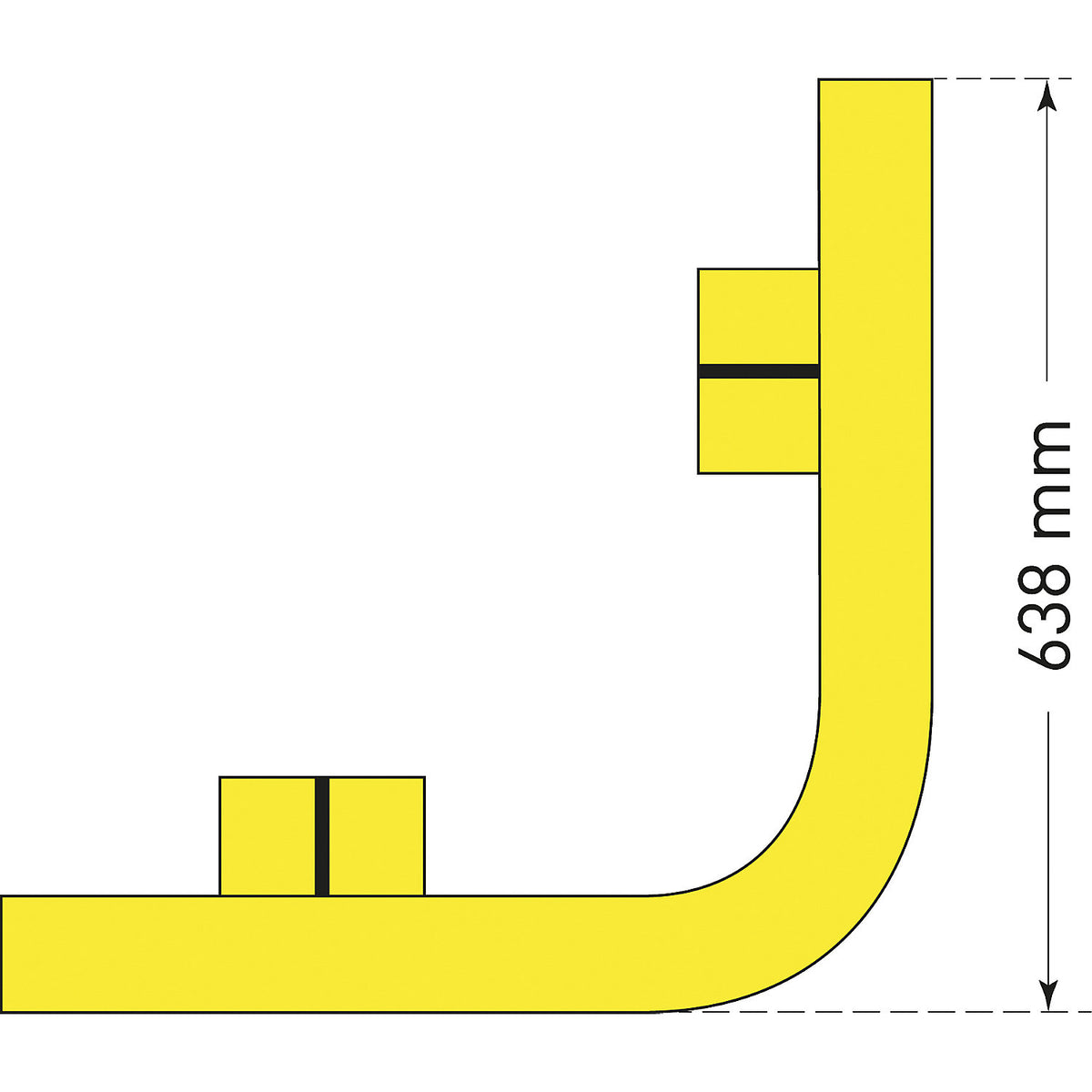 Impact protection barrier, to bolt in place, outside corner.