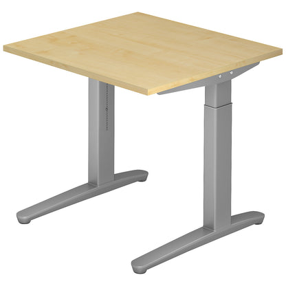 ANNY - Desk with C-foot frame, height adjustable 650 - 850 mm, width 800 mm, maple finish / white aluminium.