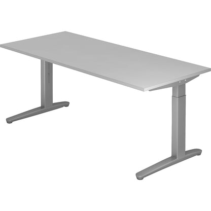 ANNY - Desk with C-foot frame, height adjustable 650 - 850 mm, width 1800 mm, light grey / white aluminium.