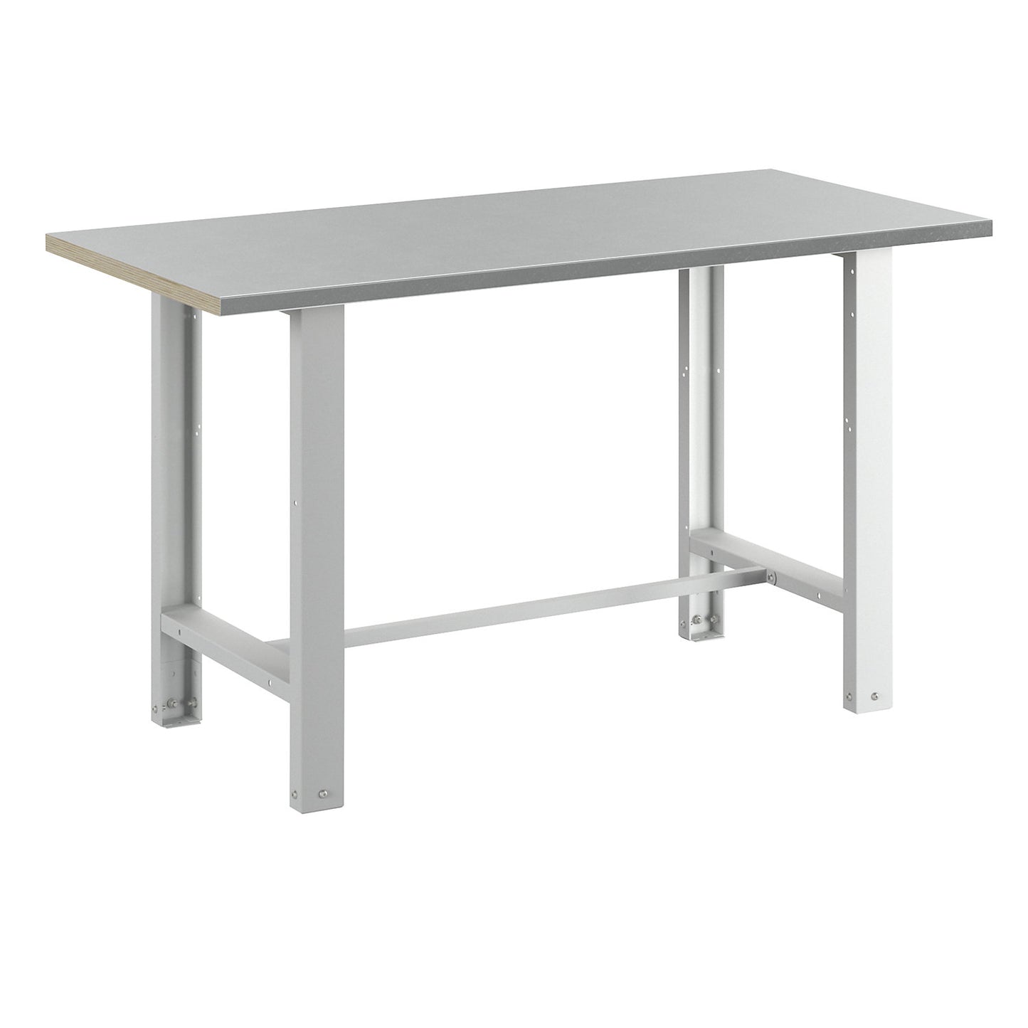 Workbench, modular system, panel width 1500 mm, standard model, sheet steel covered worktop.