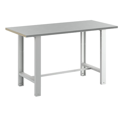 Workbench, modular system, panel width 1500 mm, standard model, sheet steel covered worktop.