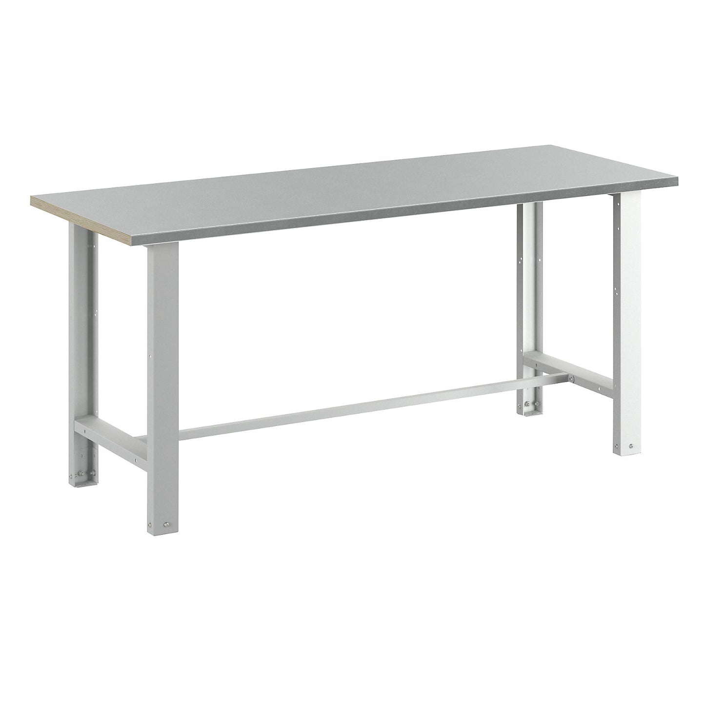 Workbench, modular system, panel width 1850 mm, standard model, sheet steel covered worktop.