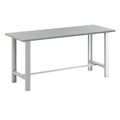 Workbench, modular system, panel width 1850 mm, standard model, sheet steel covered worktop.