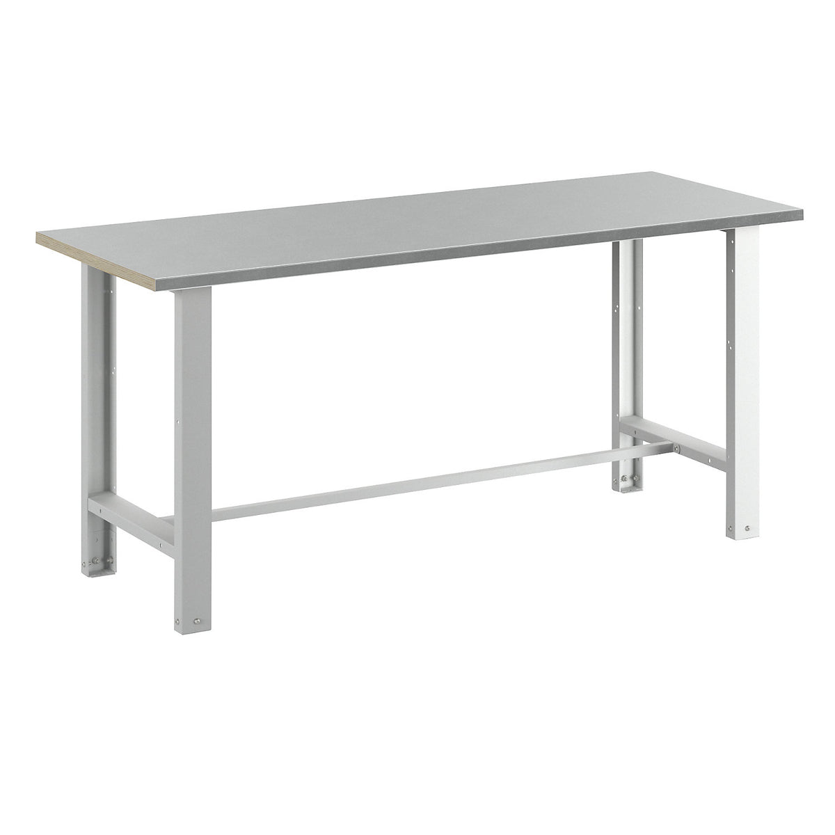 Workbench, modular system, panel width 1850 mm, standard model, sheet steel covered worktop.