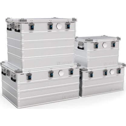 IP67 aluminium universal container, capacity 157 l, external dims. LxWxH 800 x 600 x 410 mm.