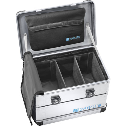 Inner pocket with cross divider, for 99 l capacity, internal dimensions LxWxH 750 x 350 x 380 mm.