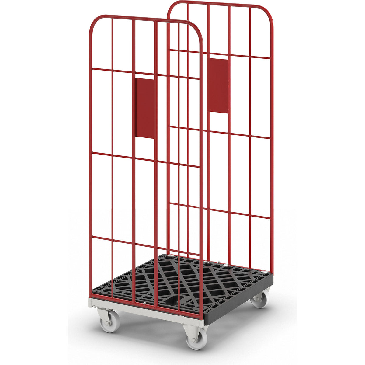 V roll container, nestable, 2-sided, flame red RAL 3000.