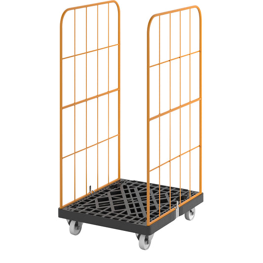 Roll container, 2-sided, height 1545 mm, jet black / daffodil yellow.