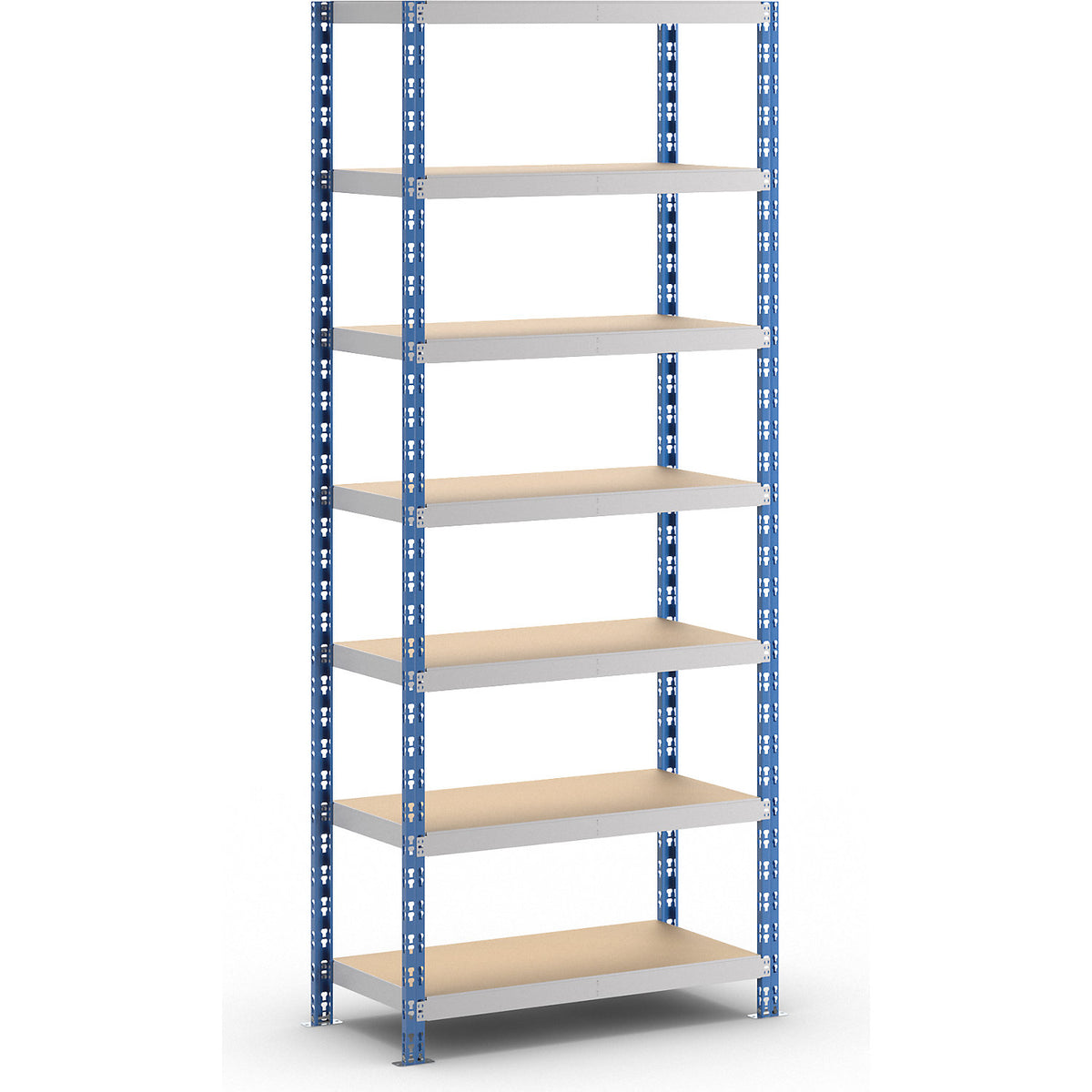 Universal boltless shelving unit, robust, chipboard shelves, HxWxD 2522 x 1050 x 500 mm, standard shelf unit.