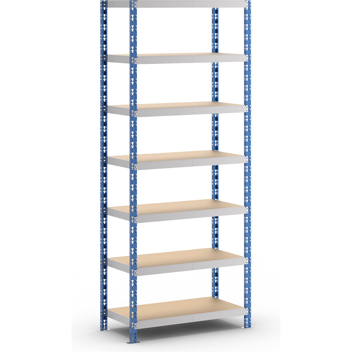 Universal boltless shelving unit, robust, chipboard shelves, HxWxD 2522 x 1050 x 500 mm, standard shelf unit.
