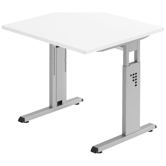 Desk with C-foot frame, height adjustable 680 - 760 mm, depth 800 mm, width 800 mm, white.