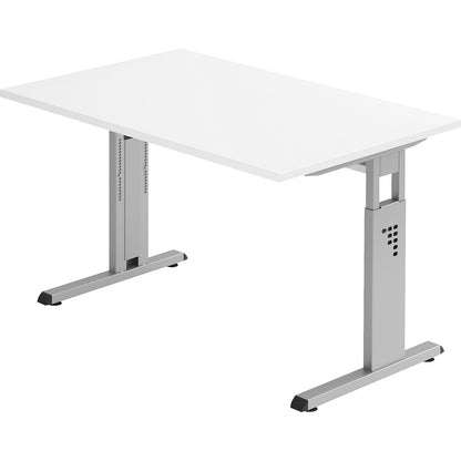 Desk with C-foot frame, height adjustable 680 - 760 mm, depth 800 mm, width 1200 mm, white.