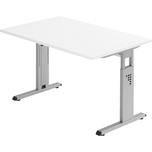 Desk with C-foot frame, height adjustable 680 - 760 mm, depth 800 mm, width 1200 mm, white.