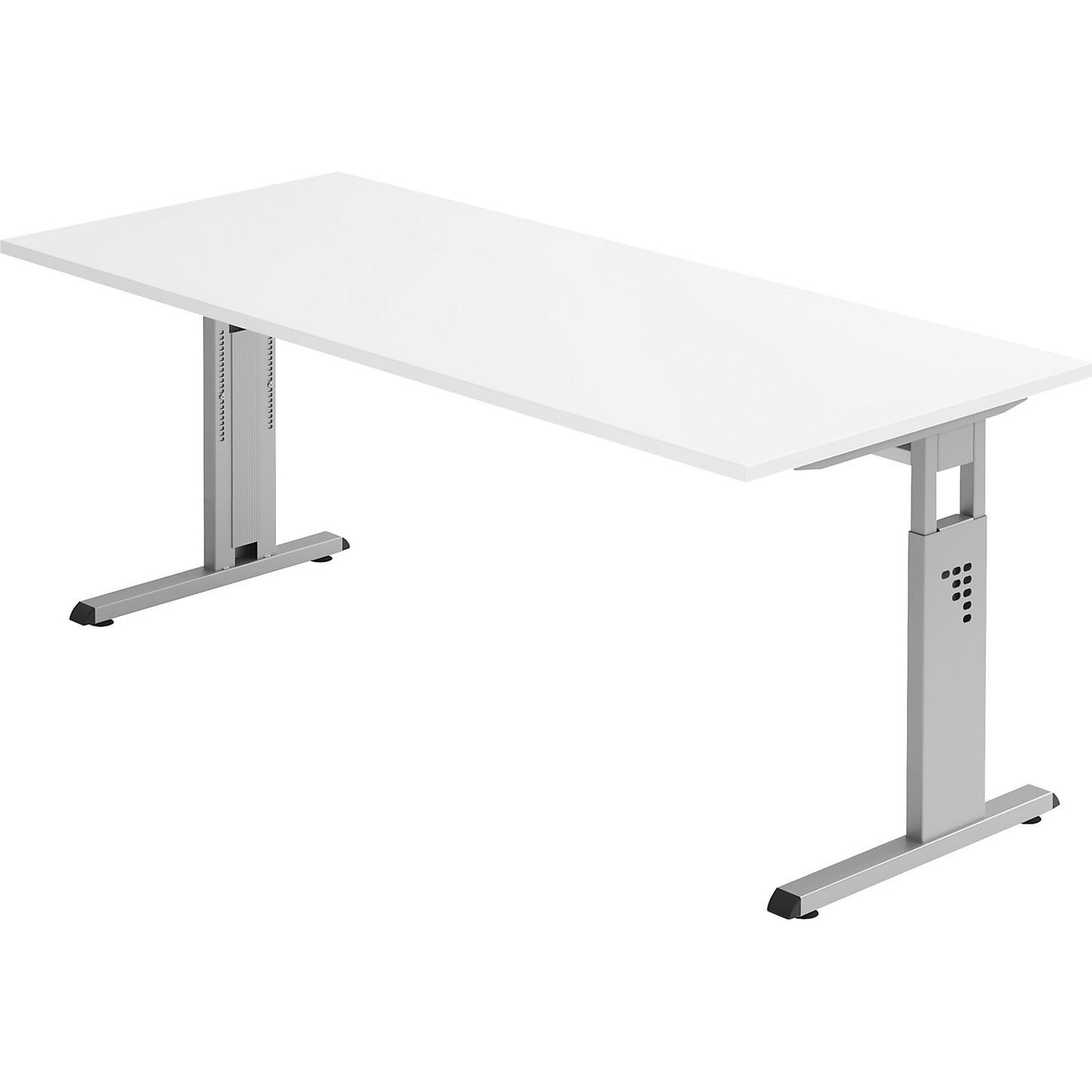 Desk with C-foot frame, height adjustable 680 - 760 mm, depth 800 mm, width 1800 mm, white.