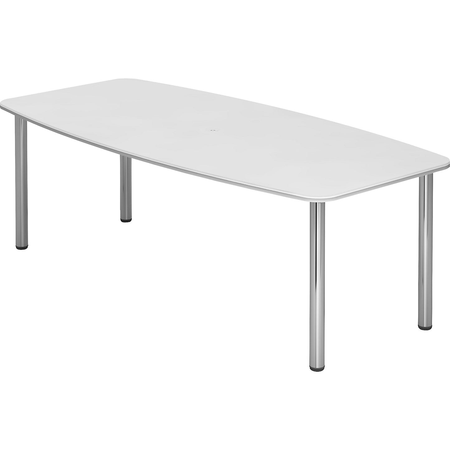 Conference table, frame with round tubular legs, for 8 people, white.