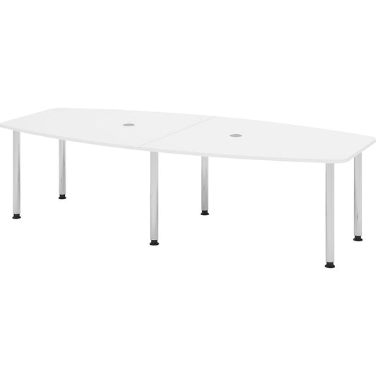 Conference table, frame with round tubular legs, for 10 people, white.