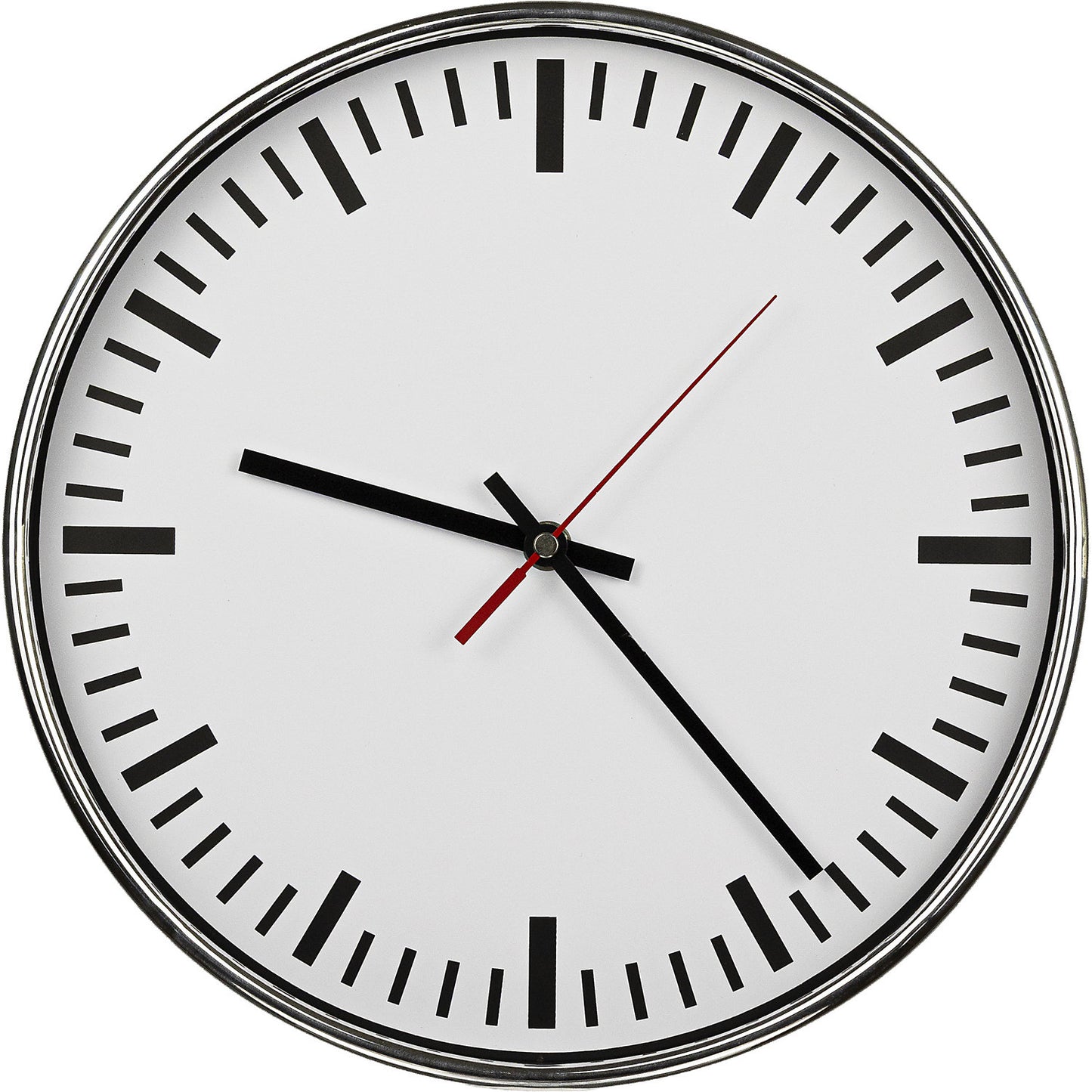 Wall clock, Ø 300 mm, radio synchronised clock, white clock face, with lines.