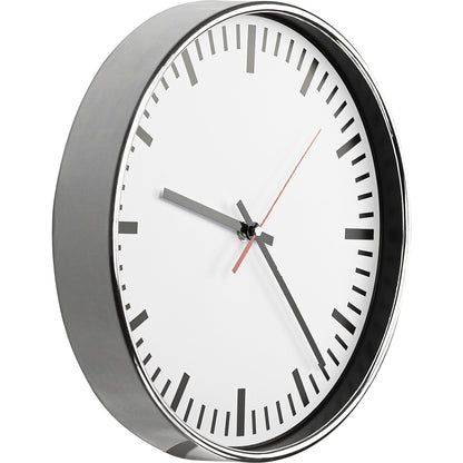 Wall clock, Ø 300 mm, quartz clock, white clock face, with lines.