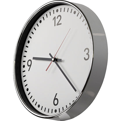 Wall clock, Ø 300 mm, radio synchronised clock, white clock face, with numbers and lines.