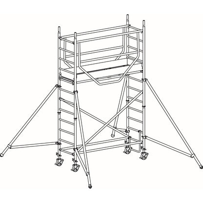 ADVANCED SAFE-T 7075 mobile access tower, welded, platform 2.08 x 0.61 m, max. working height 4.25 m.