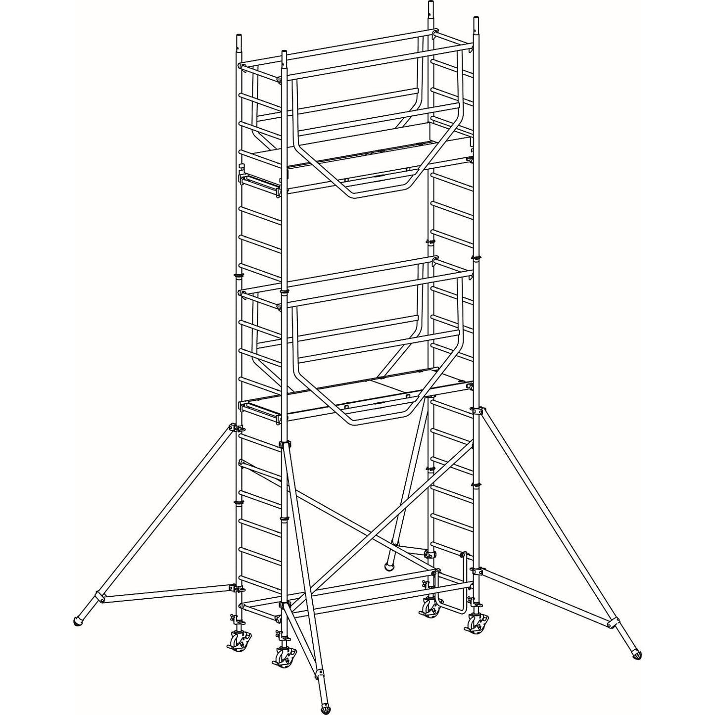 ADVANCED SAFE-T 7075 mobile access tower, welded, platform 2.08 x 0.61 m, max. working height 6.25 m.