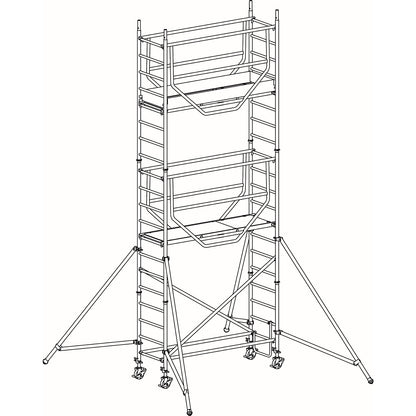 ADVANCED SAFE-T 7075 mobile access tower, welded, platform 2.08 x 0.61 m, max. working height 6.25 m.