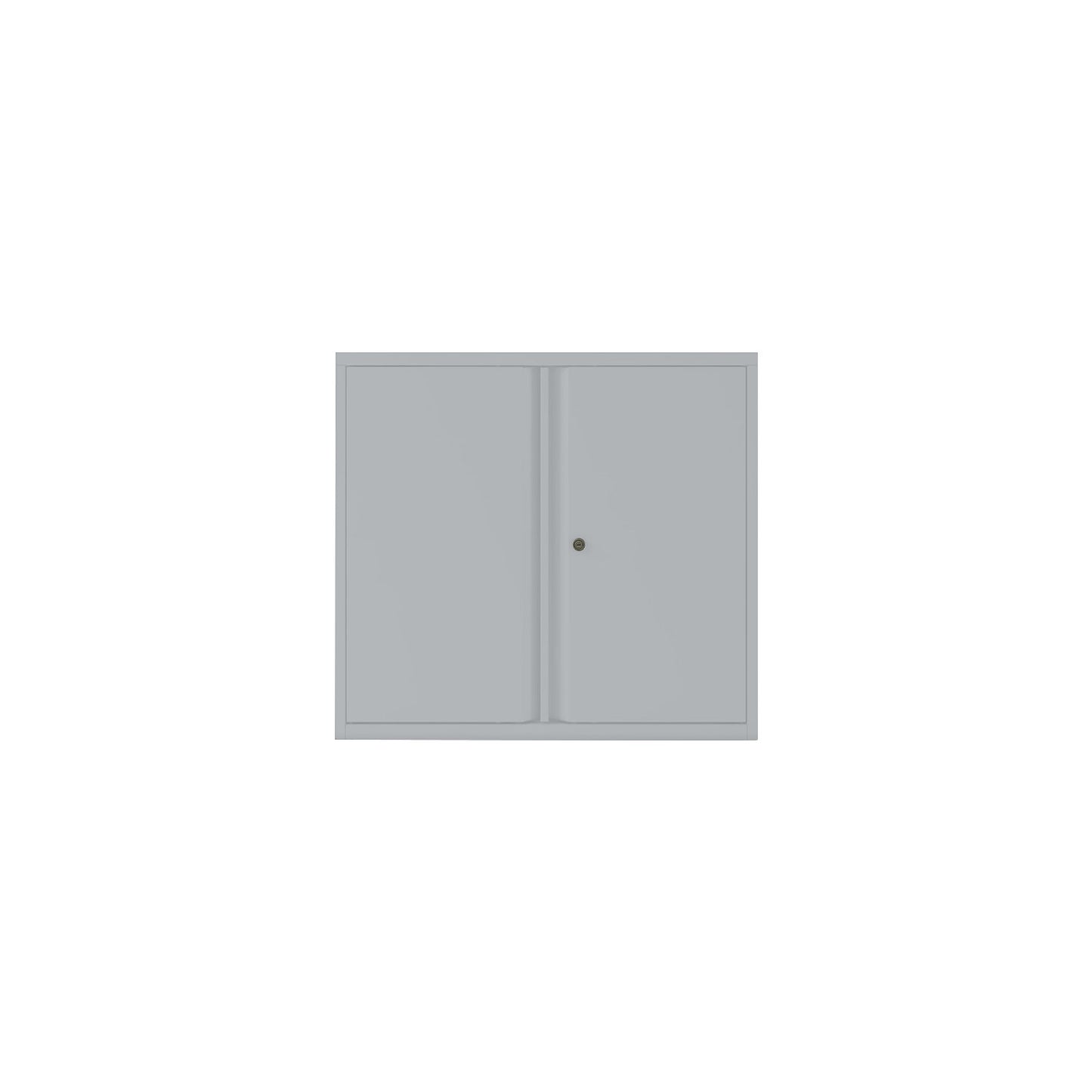 ESSENTIALS double door cupboard, 1 shelf, 2 file heights, silver.