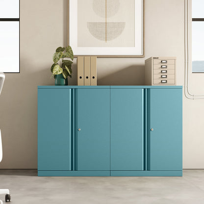 ESSENTIALS double door cupboard, 1 shelf, 2 file heights, silver.