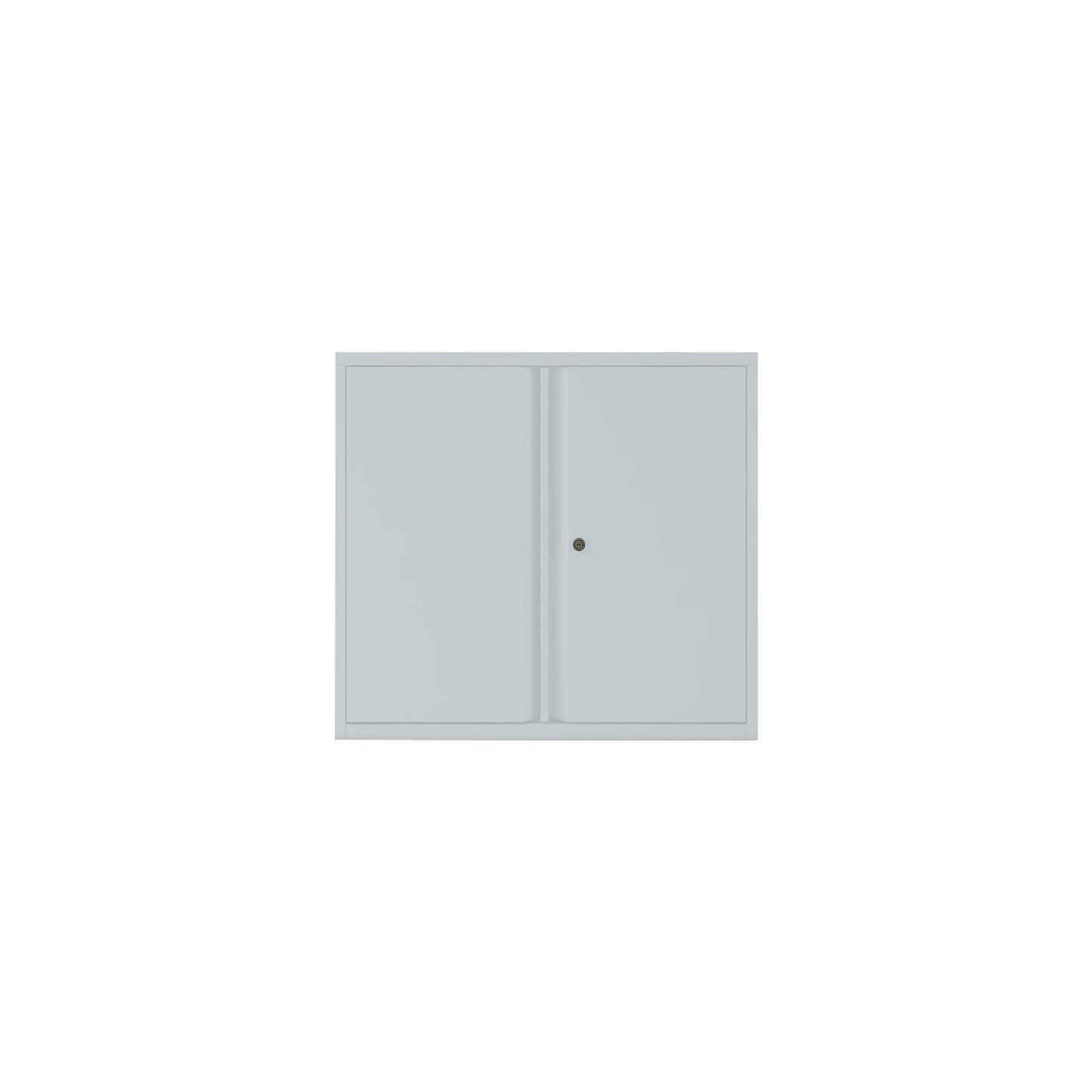 ESSENTIALS double door cupboard, 1 shelf, 2 file heights, light grey.