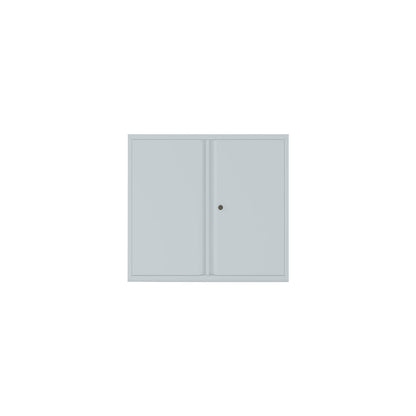 ESSENTIALS double door cupboard, 1 shelf, 2 file heights, light grey.