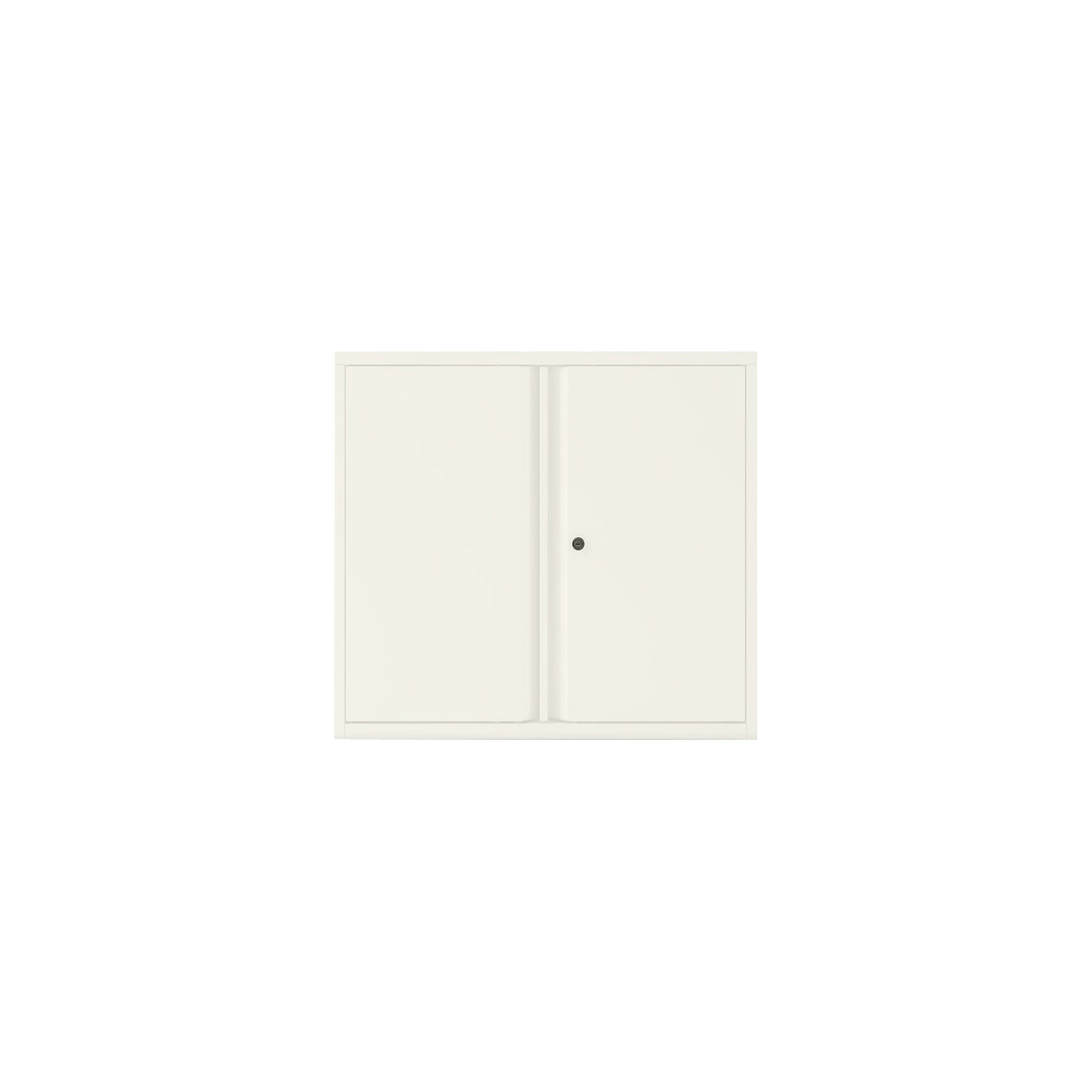 ESSENTIALS double door cupboard, 1 shelf, 2 file heights, traffic white.
