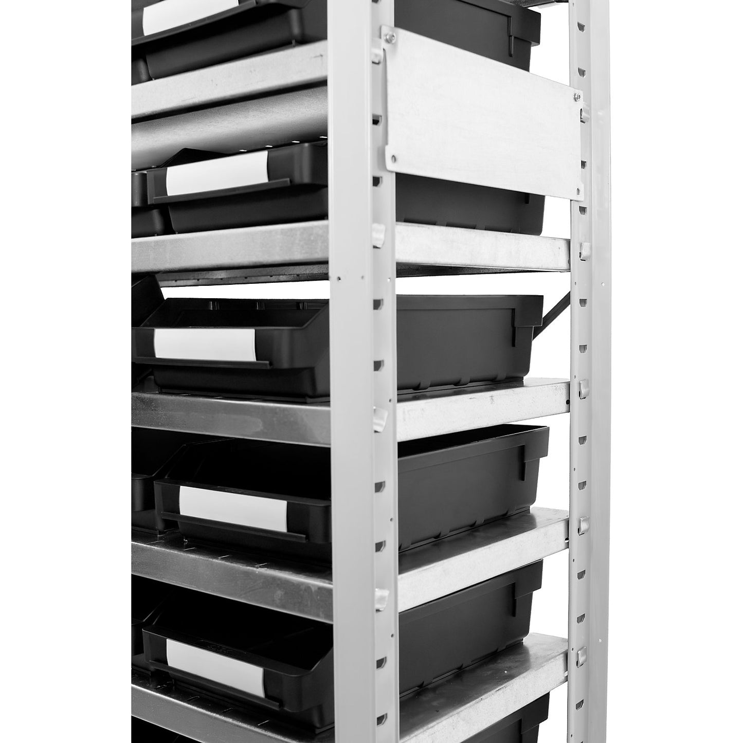 Boltless shelving unit, with ESD open fronted storage bins, HxWxD 1790 x 1000 x 300 mm, 44 open fronted storage bins.