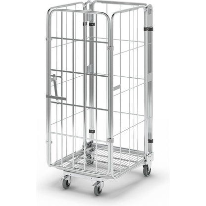 Roll container, nestable, 4-sided, with mesh shelf, HxWxD 1660 x 729 x 818 mm.