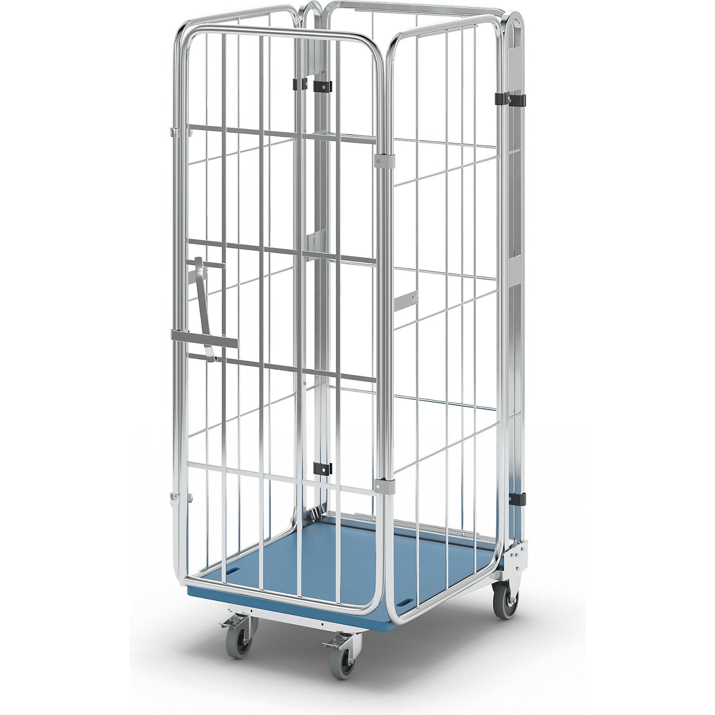 Roll container, nestable, 4-sided, with plastic base, HxWxD 1770 x 729 x 818 mm.