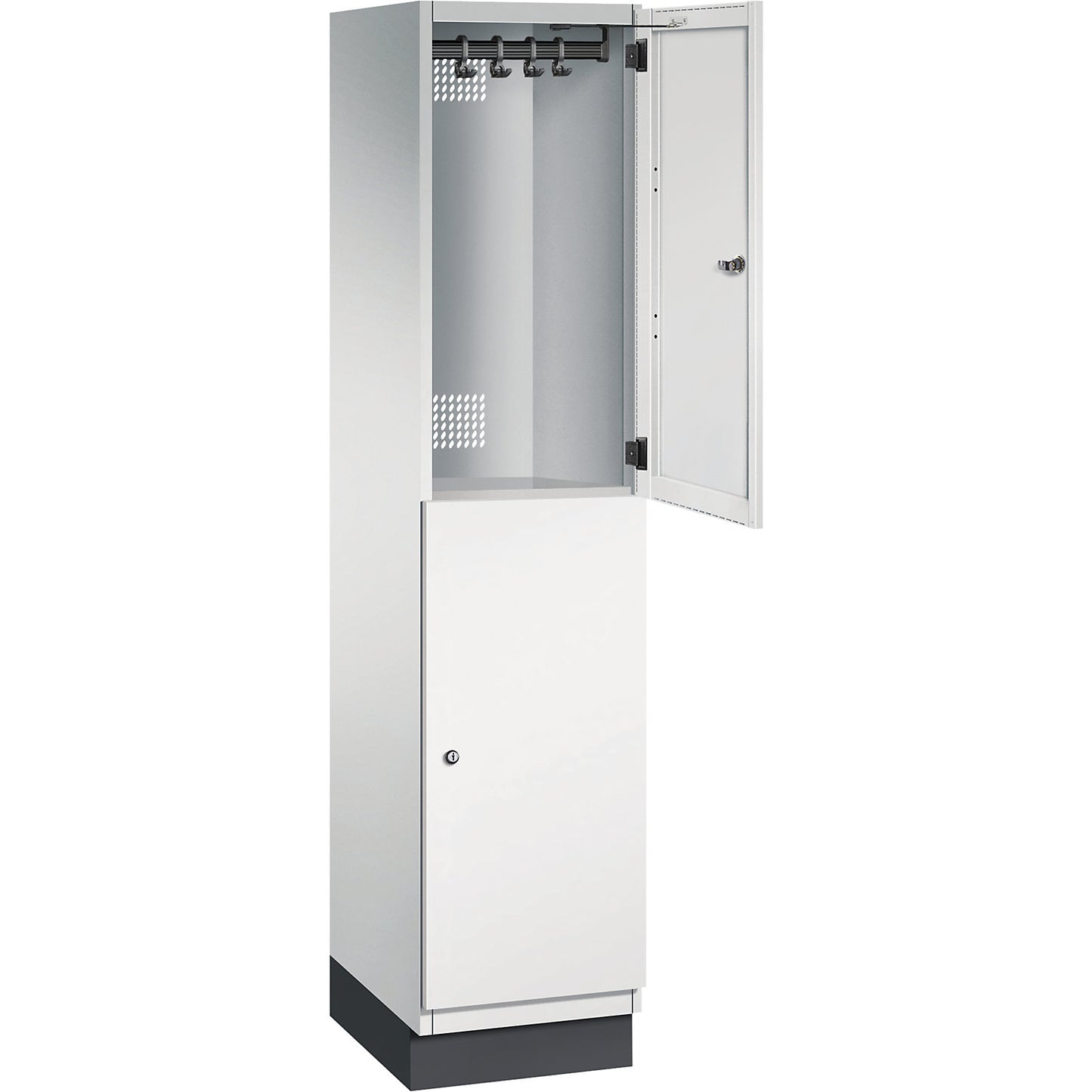Cambio double deck locker, 1 compartment, body light grey / sheet steel door light grey, width 400 mm.