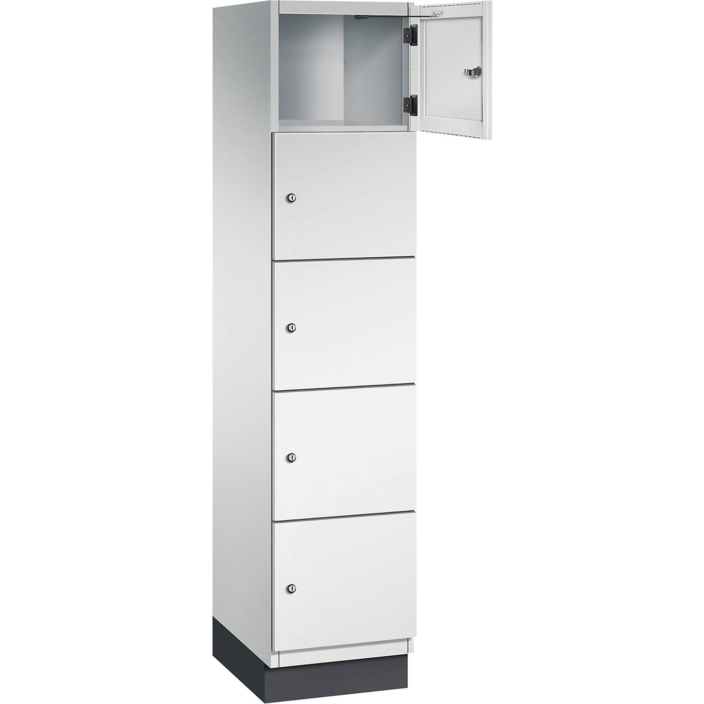 Cambio 5-fold compartment locker, 1 compartment, light grey, sheet steel door, W 400 mm, 5 compartments.