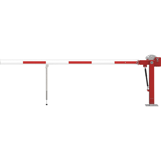 Access barrier, barrier, with gas pressure spring and spring loaded pendulum support, barrier beam length 4 m.