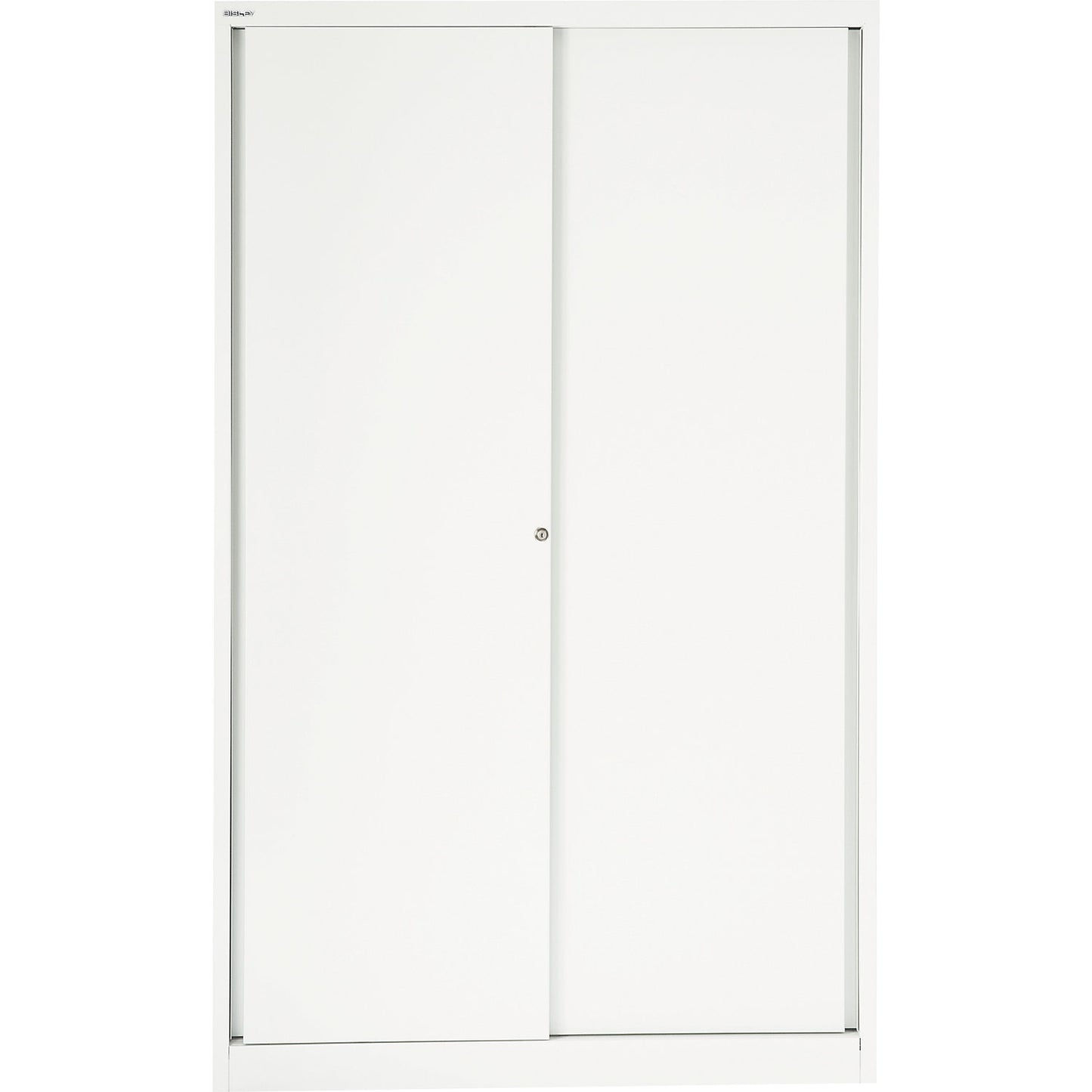 ECO sliding door cupboard, 4 shelves, 5 file heights, traffic white.