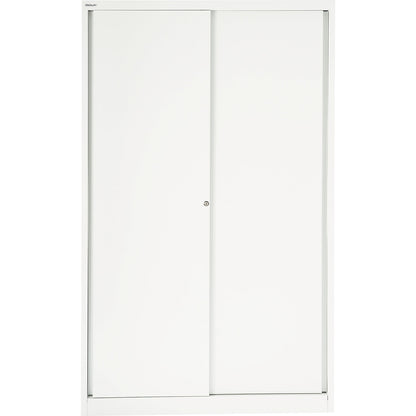 ECO sliding door cupboard, 4 shelves, 5 file heights, traffic white.