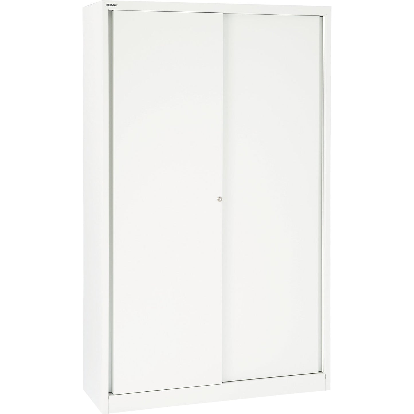ECO sliding door cupboard, 4 shelves, 5 file heights, traffic white.
